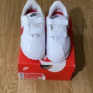 Nike red white leather straps sneaker